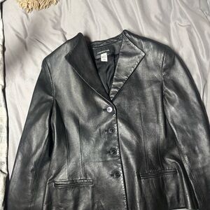 Jones New York Black Leather Blazer